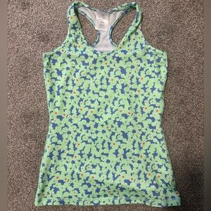 Ivivva by Lululemon Racerback Summer Athletic Green FloralTank Top Girls Size 14